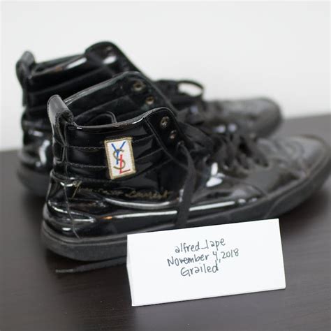 YVES SAINT LAURENT Patent Rolling High Top Sneakers 